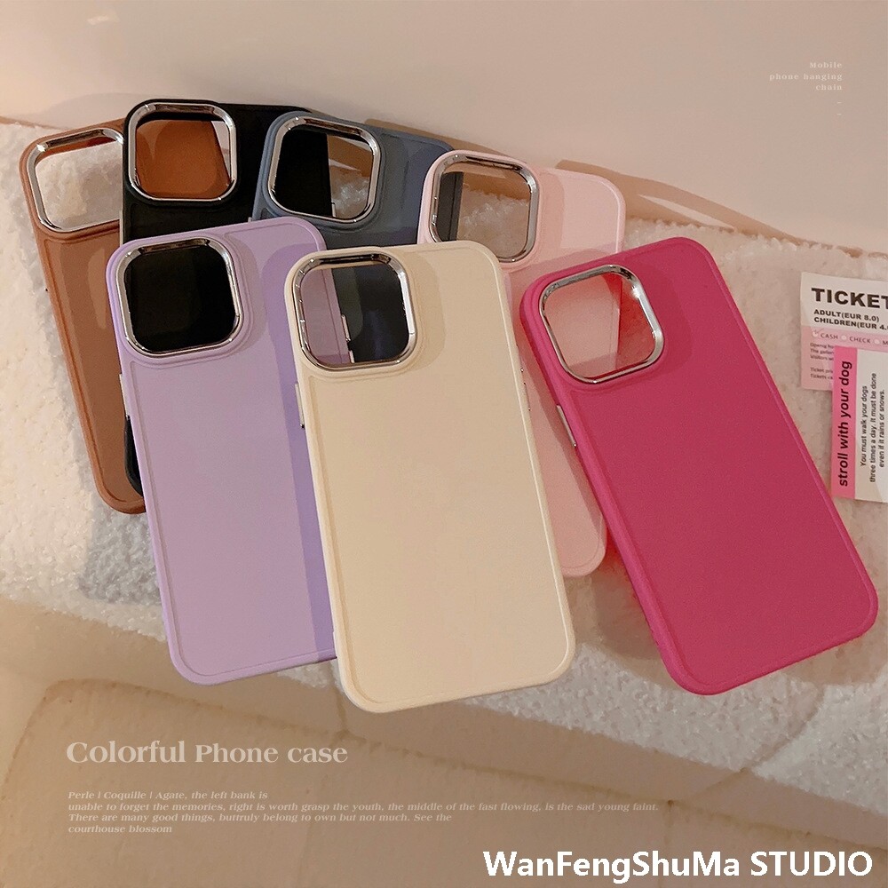 IPHONE16PROMAX에 적합한 전기 도금 렌즈 심플한 단색 APPLE 15 휴대폰 케이스 14 실리콘 13 남성 및 여성 12