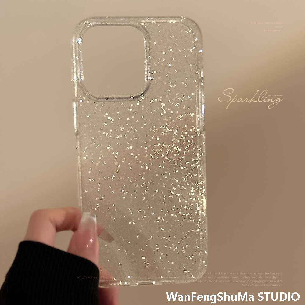 透明细闪简约苹果16Promax手机壳15适用iphone14软壳13高级奢华12