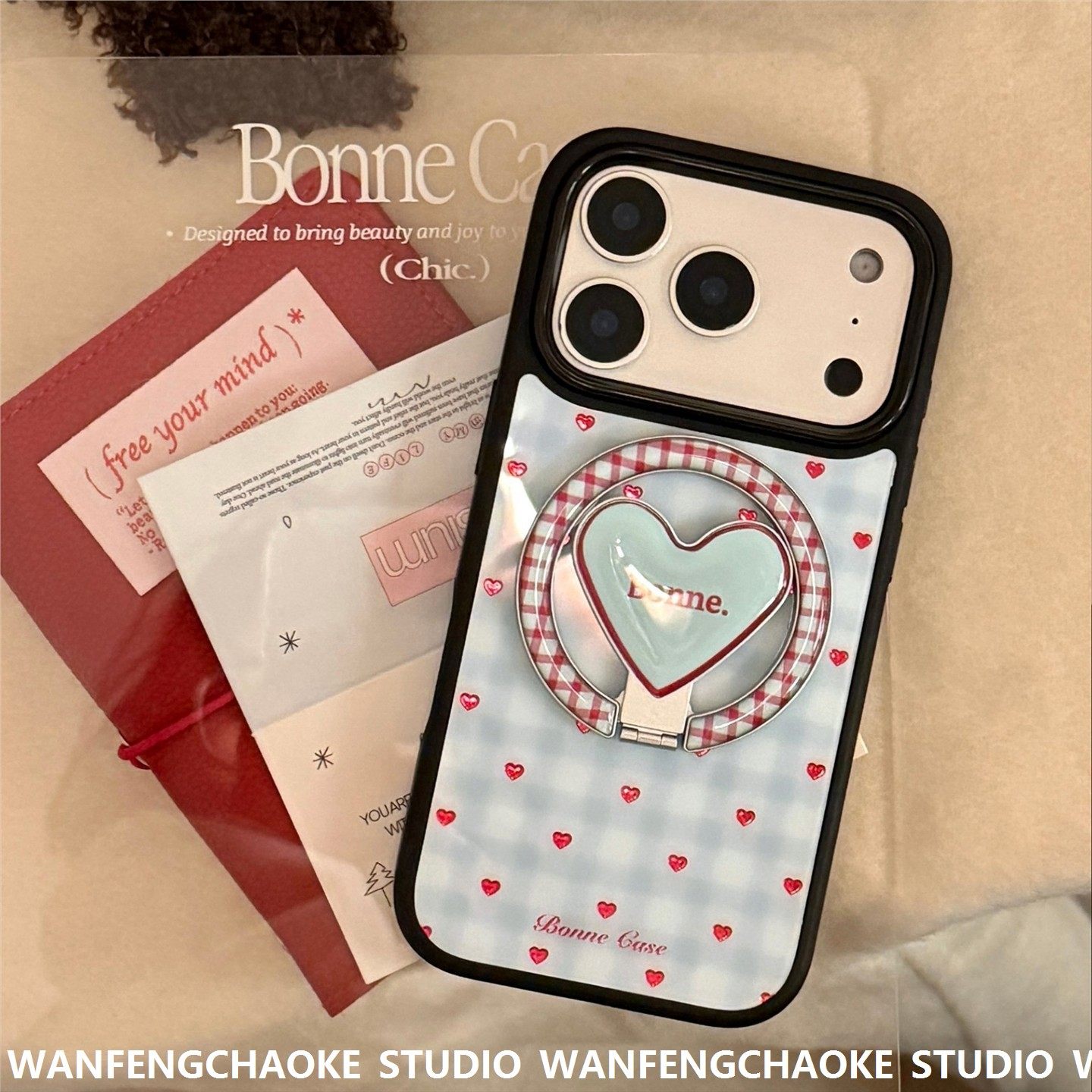 鎏金蓝格纹爱心苹果17promax手机包iphone16韩12适用15磁吸支架14,运动包/户外包/配件,钱包,淘宝优惠券,粉丝福利购,淘宝优惠卷