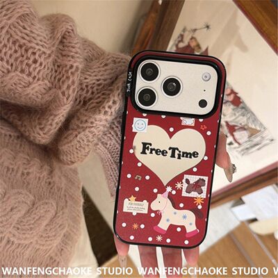 适用镜面波点爱心小马17手机壳