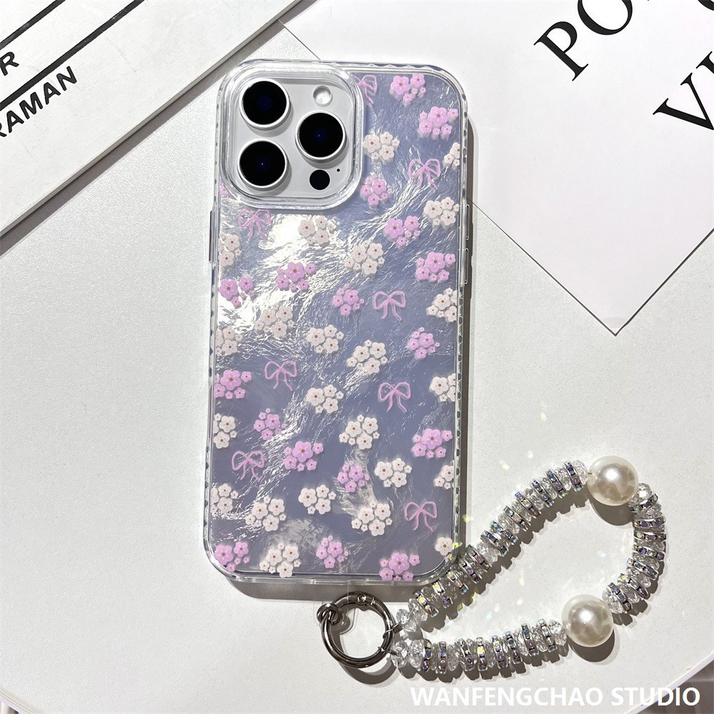 甜美花朵蝴蝶结苹果16手机壳14链条适用iphone15promax春夏11新品