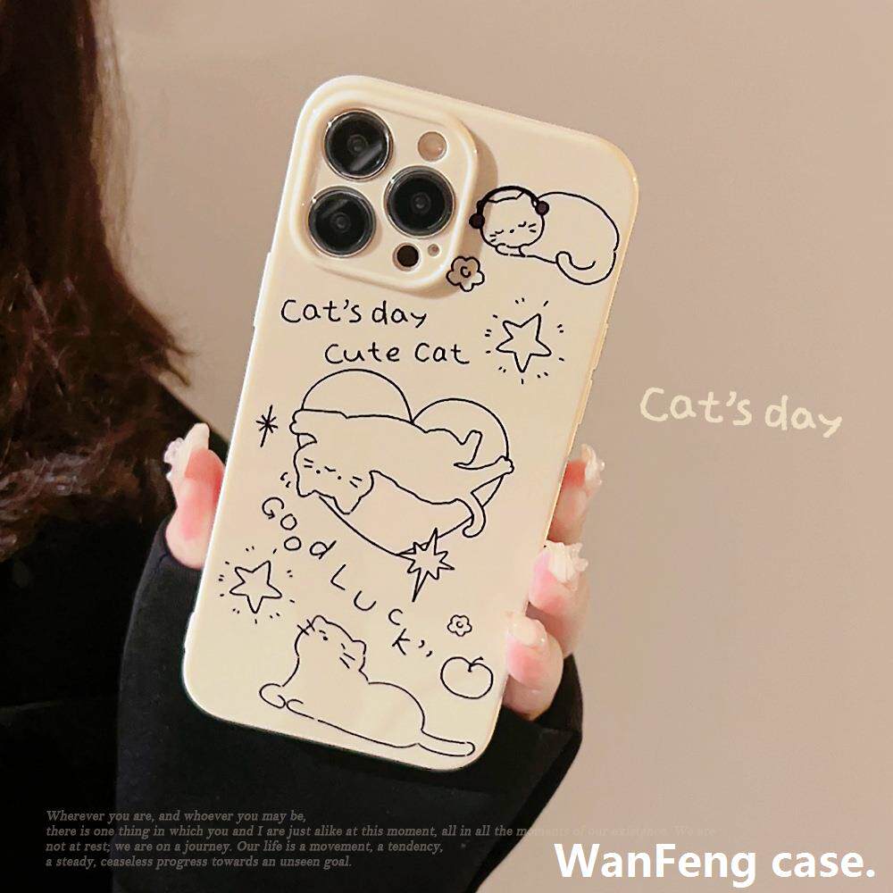 简笔画猫咪适用iphone13pro max小众ins风13手机壳12苹果11硅胶14怎么看?