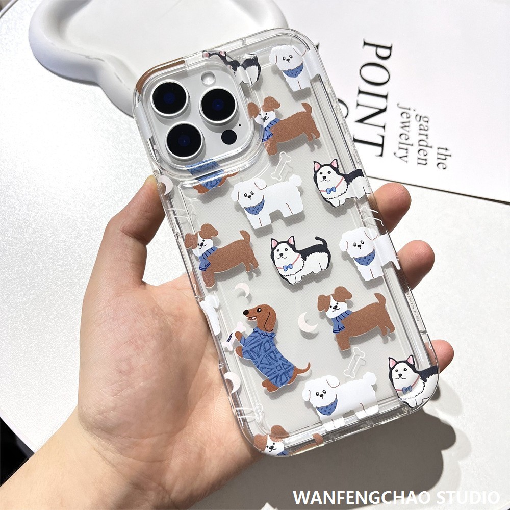 ins风骨头小狗iphone15适用16promax苹果14手机壳可爱13气囊防摔