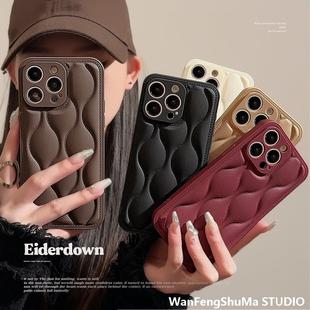 简约波浪纹苹果手机壳14pro max适用iPhone13高级感15pro纯色11软