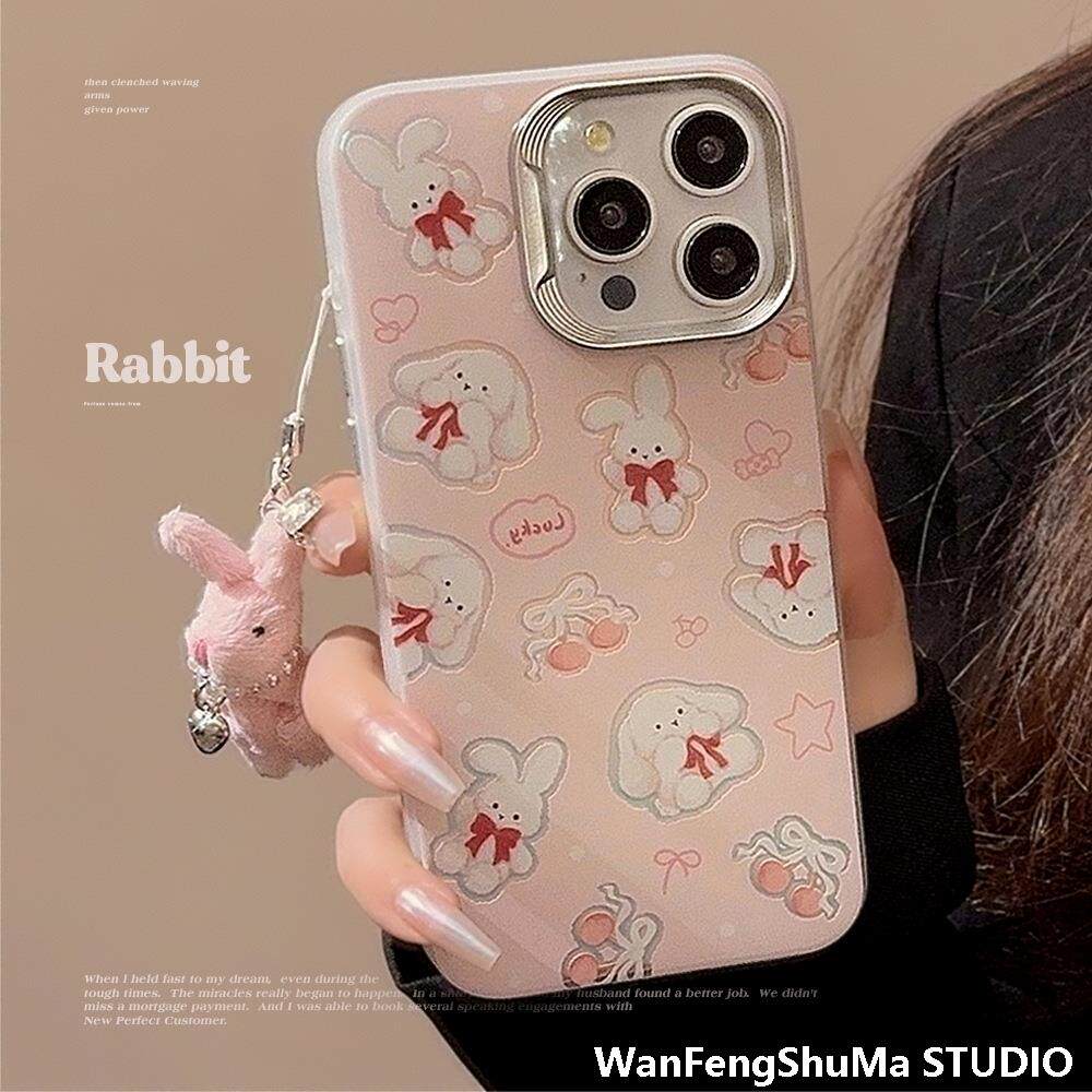귀여운 토끼 펜던트 IPHONE15 14PRO MAX 휴대폰 케이스에 적합 12 사과 13 레이저 11