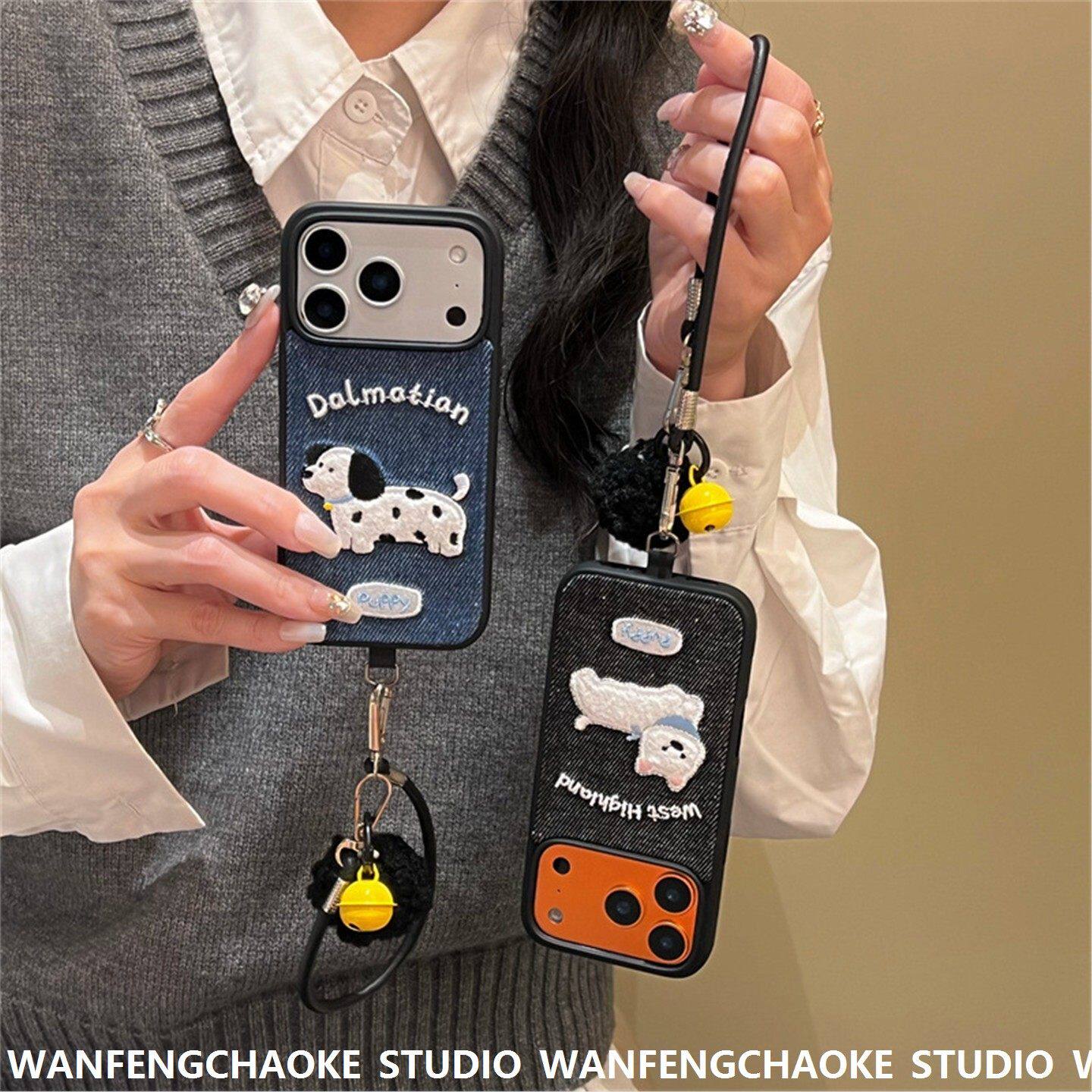 牛仔蓝刺绣狗狗适用苹果17promax手机包iPhone15/16保护套14挂绳,运动包/户外包/配件,钱包,淘宝优惠券,粉丝福利购,淘宝优惠卷