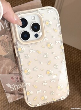 小清新黄色碎花适用iPhone17ProMax苹果16手机壳15防摔14透明13软