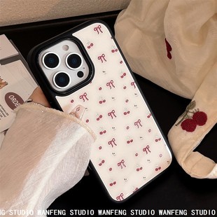 鎏金ins樱桃iPhone17Promax手机壳13 14玻璃12适用16高级硬