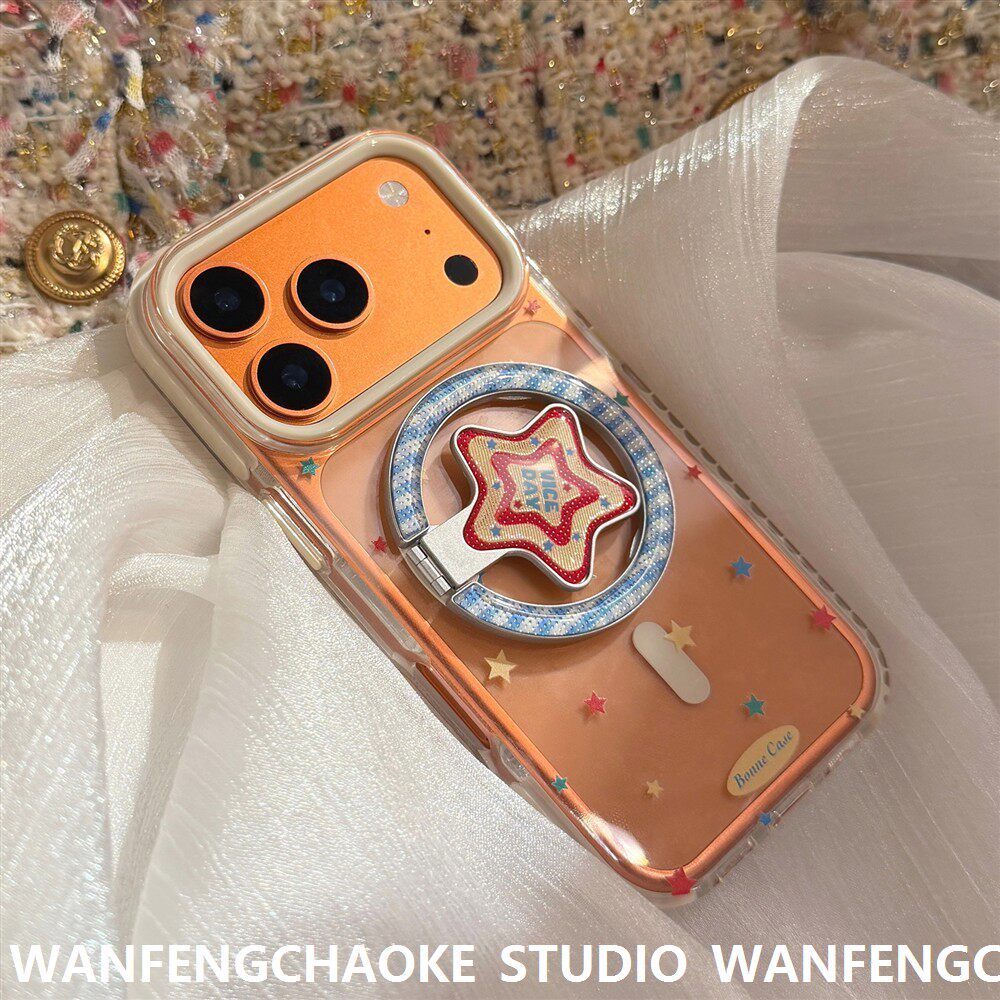 透明彩色星星iPhone17promax手机包13苹果17适用15鎏金磁吸支架16