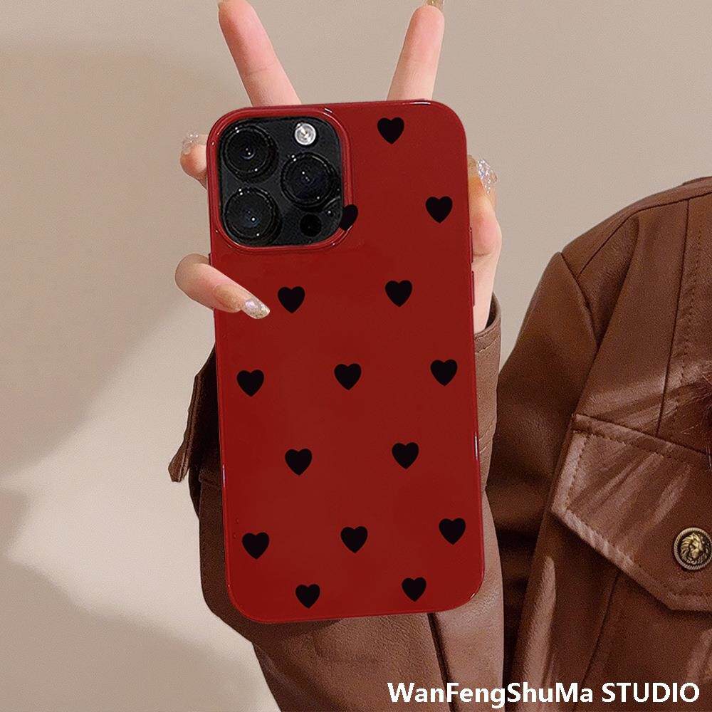 틈새 기능 블랙 러브 14 애플 16프로 맥스 레트로 레드 15 휴대폰 케이스 14 소프트 IPHONE13에 적합