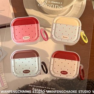 ins韩系撞色波点适用airpods3pro2保护套4代蓝牙无线1挂环3手机包