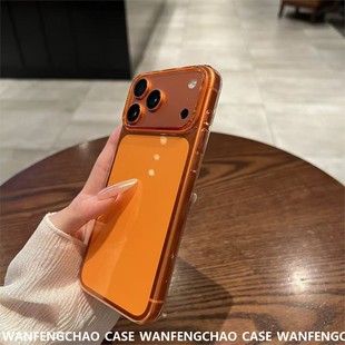 简约超薄透明pc壳适用iPhone16苹果17ProMax手机包15男女款 14防摔