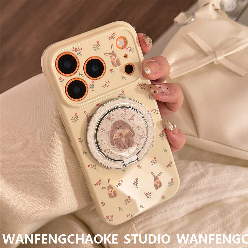春夏小兔适用苹果16手机包iphone17promax软13卡通15花朵磁吸支架