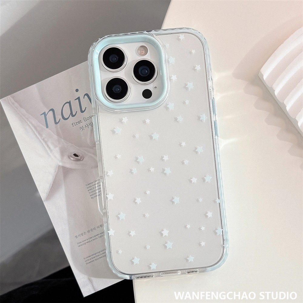 ins风蓝星星iPhone15苹果16pro max手机壳适用14小众13防摔11透明