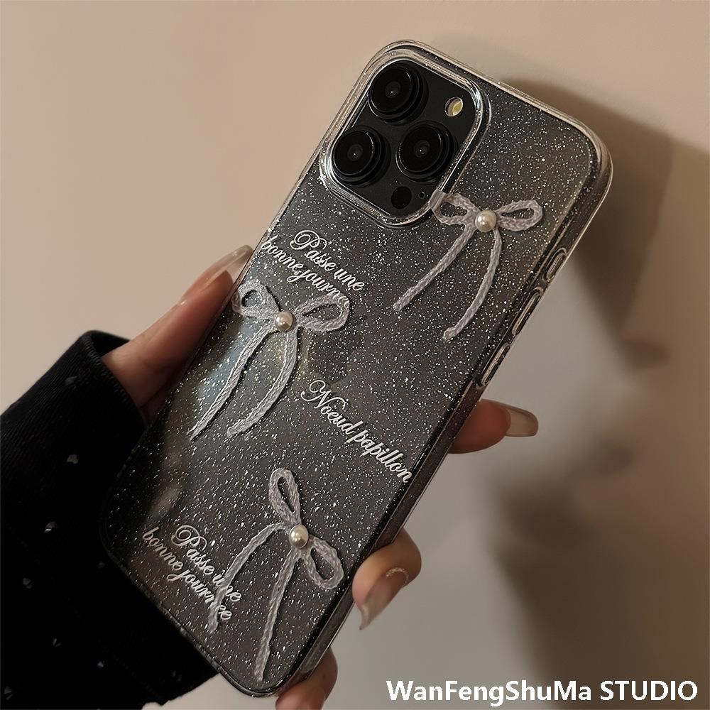 글리터 인 펄 보우 IPHONE16 APPLE 15 휴대폰 케이스 14 투명 13PROMAX 틈새 시장 적합