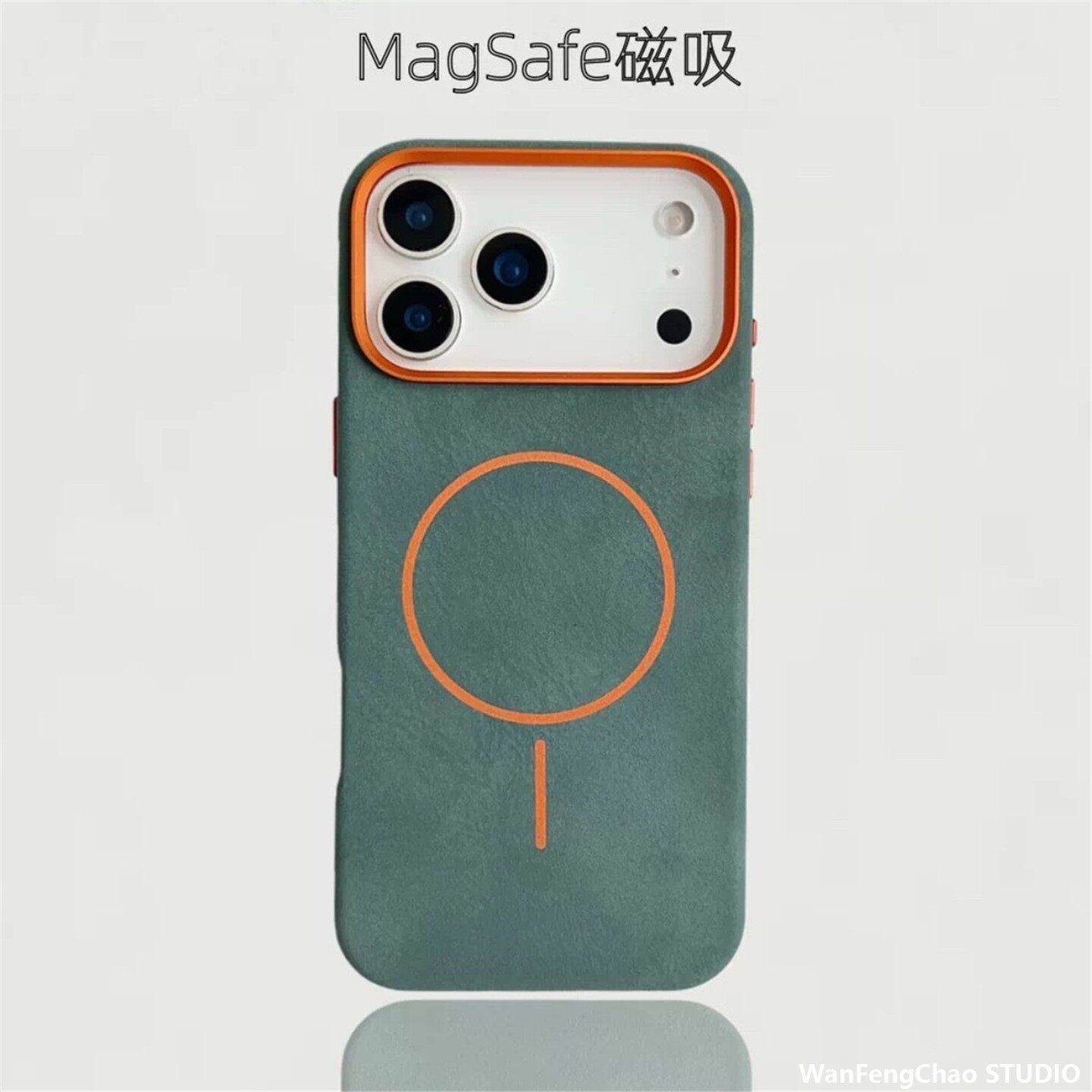 适用iPhone17promax磁吸手机大象皮纹苹果16卡包插卡防摔保护套包