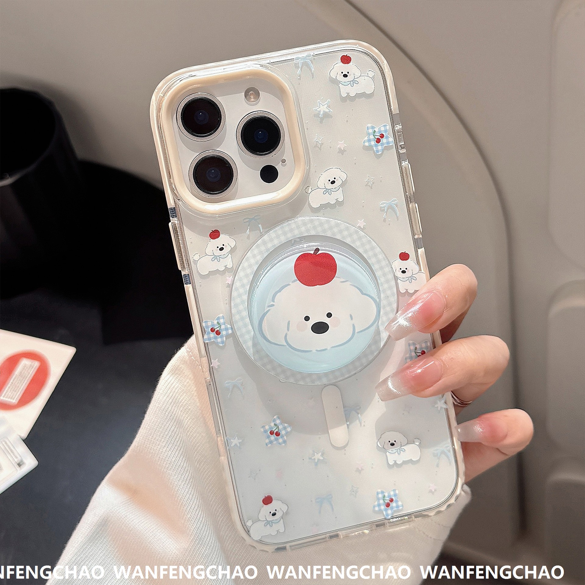 磁吸支架iPhone15Promax可爱小狗苹果16手机壳14适用13防摔12韩系