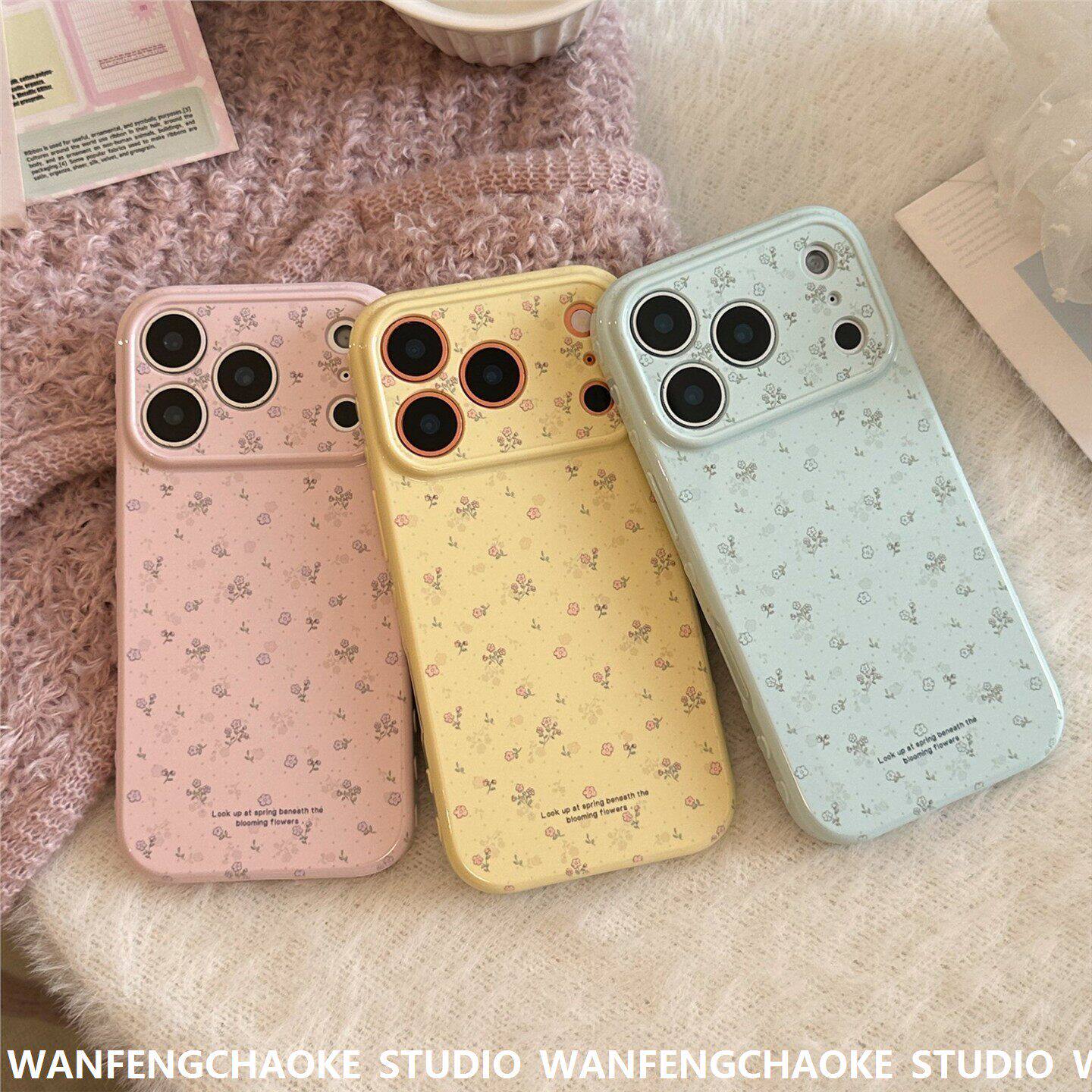 水彩碎花适用苹果17手机包iphone 16 pro max高颜值ins风15软套韩