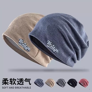 堆堆帽大头围光头帽子男款美式冷帽针织透气毛线帽女士睡帽包头帽