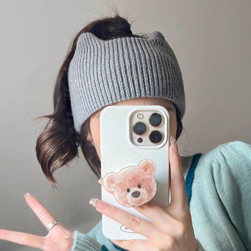 发带女秋冬帽子2025新款针织空顶帽显脸小头套运动毛线产後月子帽