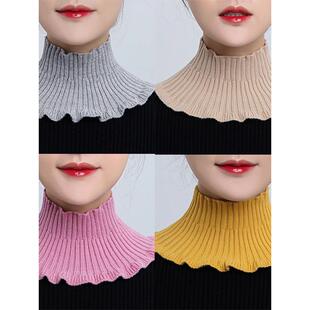 假领子女假领围脖秋冬季百搭保暖领圈针织毛线高领脖套配毛衣领套