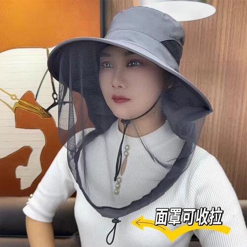 夏季网纱帽薄款透气防晒面