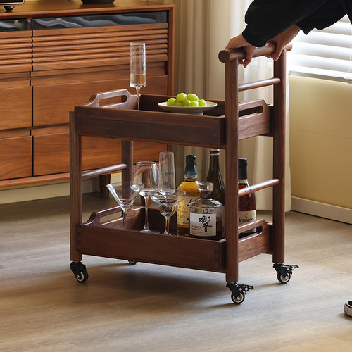 推车角几实木移动日式简约沙发