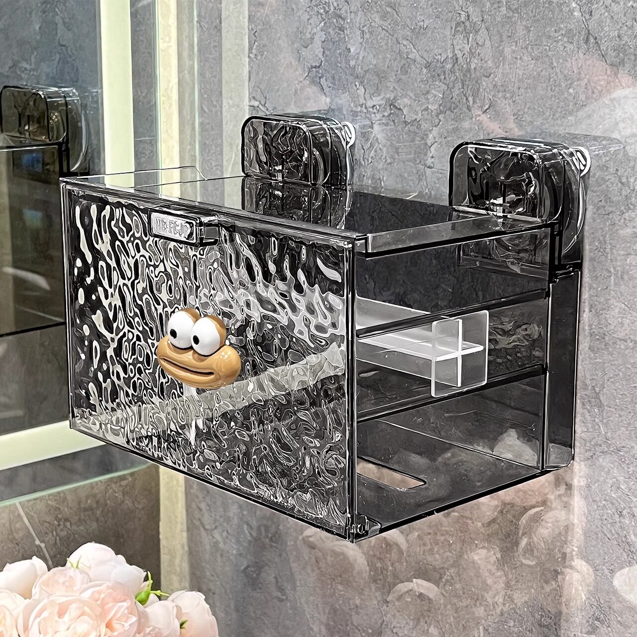 日本吸盘洗脸巾收纳盒壁挂式化妆室纸巾盒卫生纸盒高级创意多功能