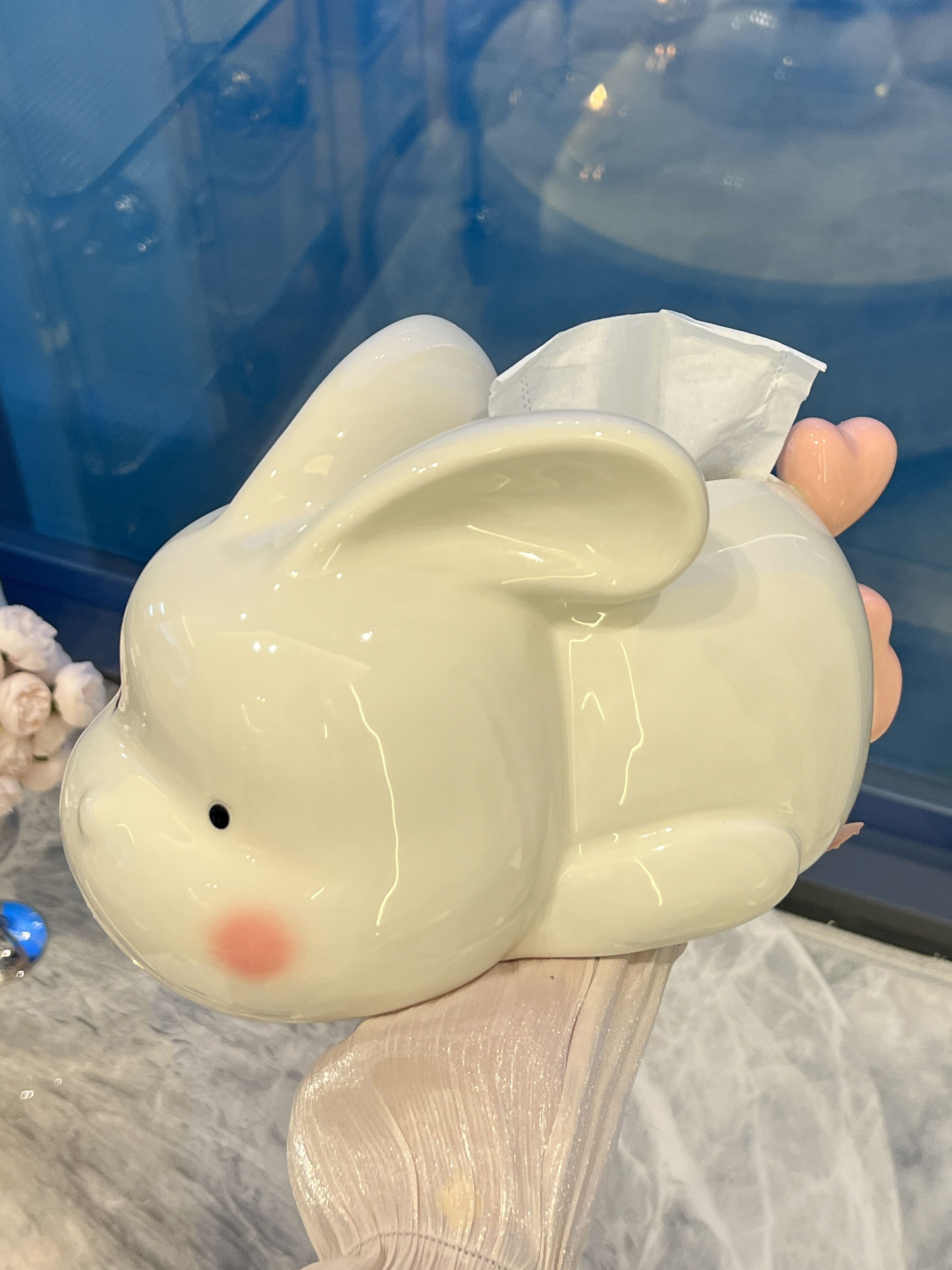轻奢萌兔纸巾盒客厅高档餐巾纸盒子陶瓷抽纸盒创意茶几摆件纸抽盒,家居饰品,装饰纸巾盒,淘宝优惠券,粉丝福利购,淘宝优惠卷