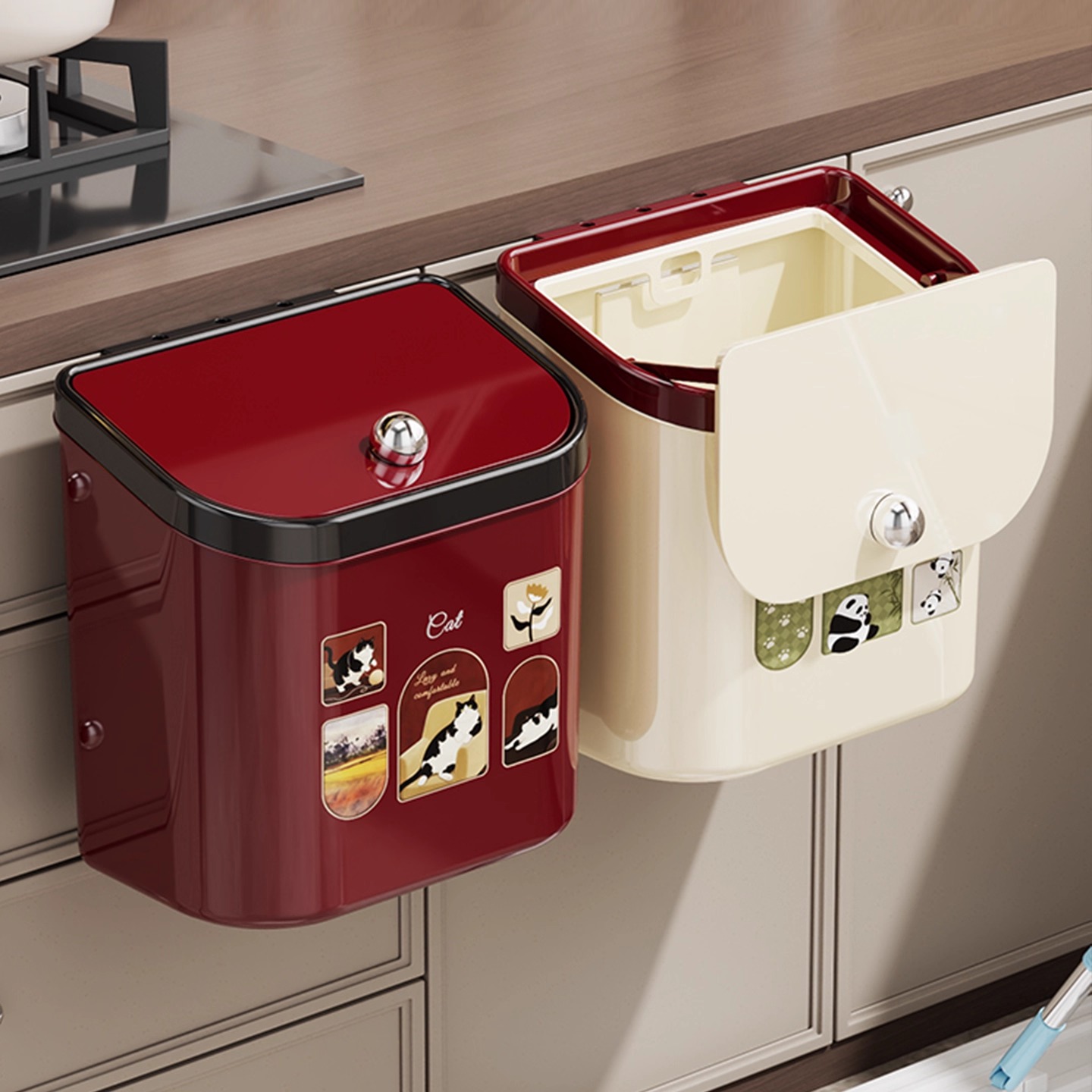 bsd家用带盖免弯腰壁挂垃圾桶