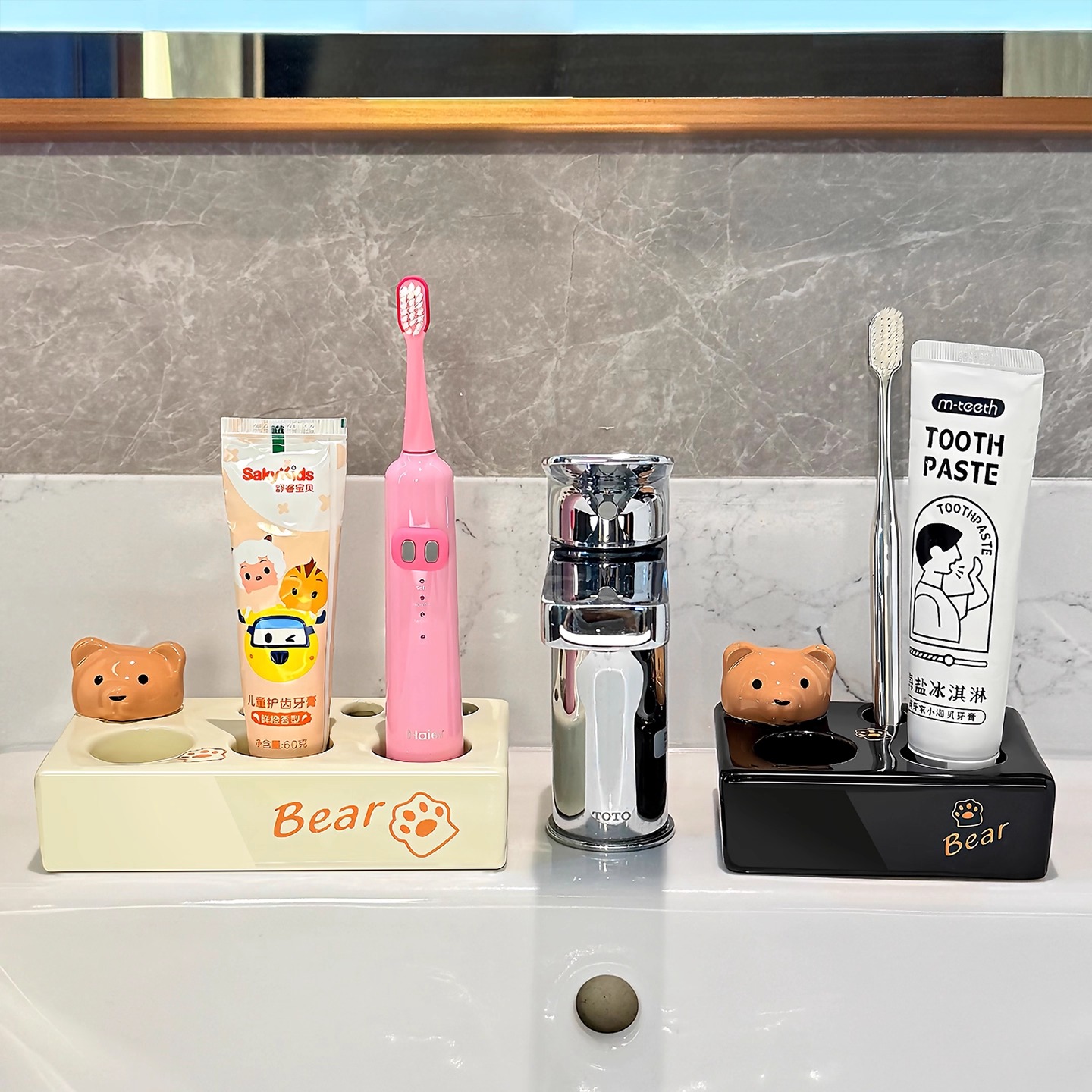 BSD陶瓷小熊电动牙刷底座沥水