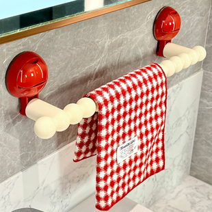 吸盘毛巾架卫生间免打孔毛巾挂杆收纳置物架浴室洗手台擦手巾挂架