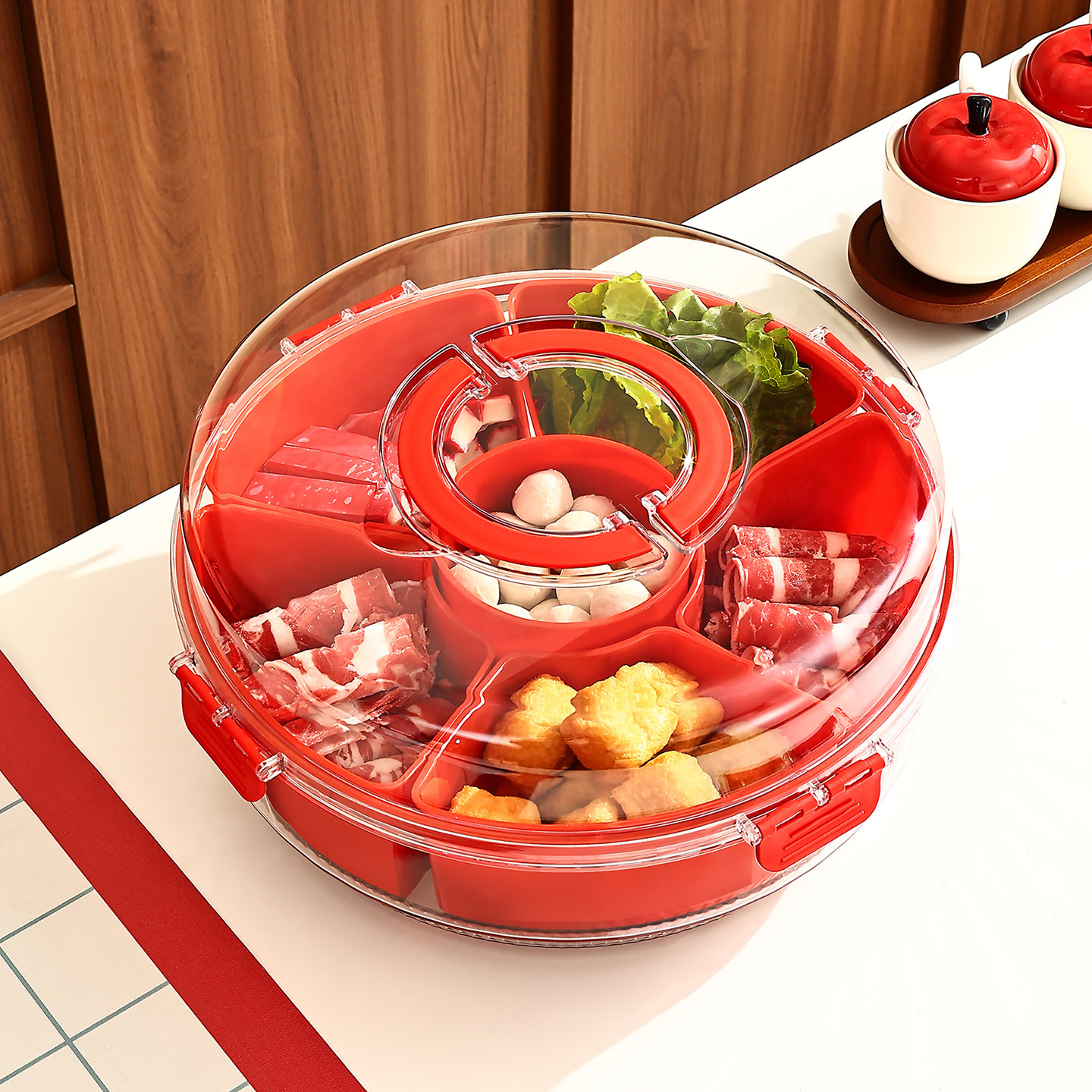 火锅配菜分格盘家用厨房沥水篮多层可旋转拼盘大容量保鲜备菜神器,厨房/烹饪用具,配菜/备菜盘,淘宝优惠券,粉丝福利购,淘宝优惠卷