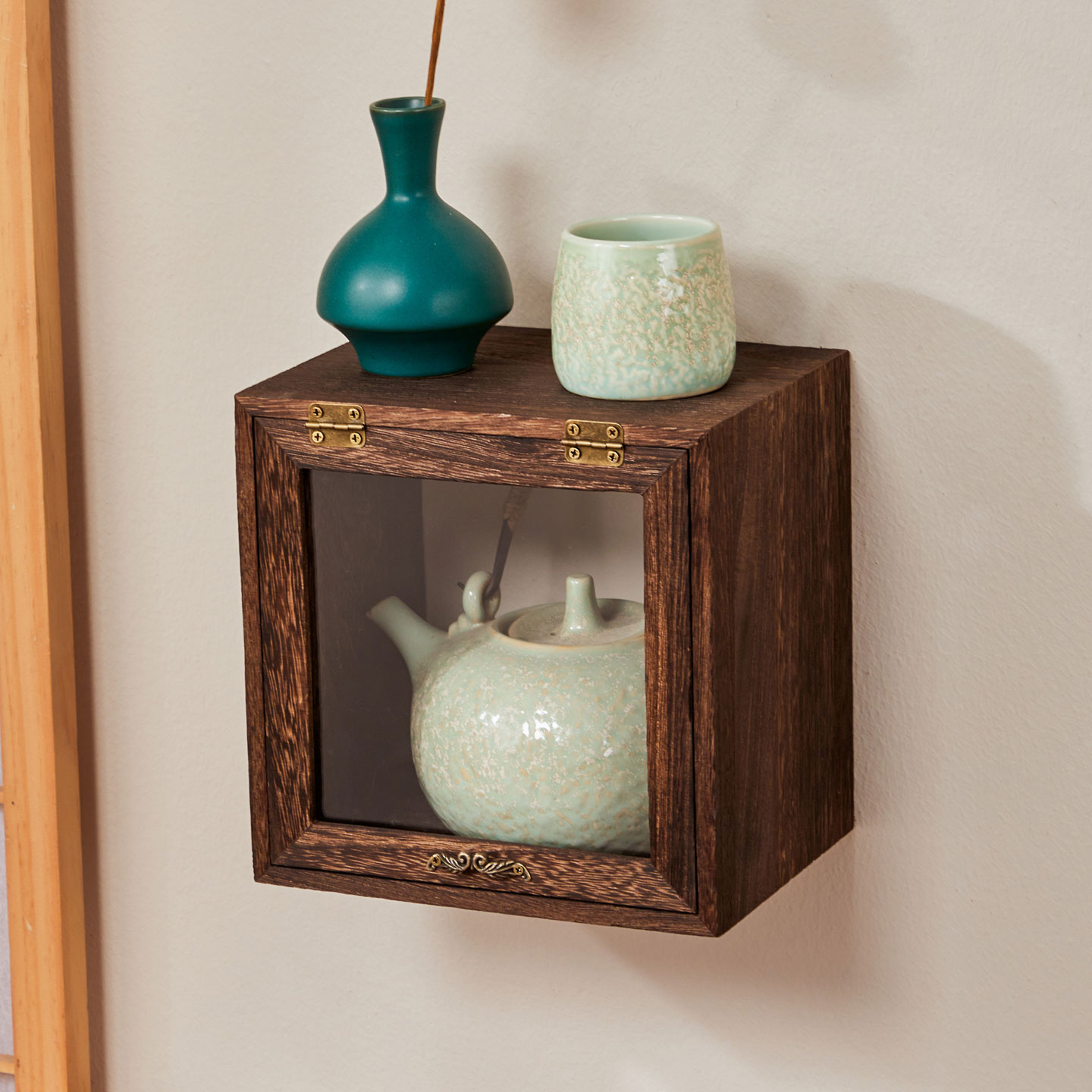 实木茶具茶杯收纳架墙面陈列架