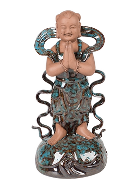 陶瓷观音菩萨善财童子供奉佛像