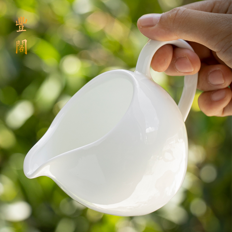 丰阁羊脂玉白瓷公道杯分茶器