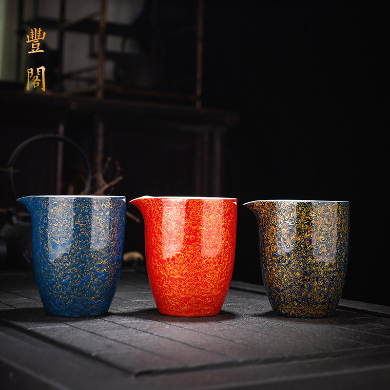 器漆陶瓷茶具大漆分酒器中式宫廷德化白瓷茶海茶具分茶器大漆茶具