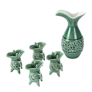 白酒杯套装陶瓷家用中式古代爵杯仿古酒具酒壶杯小酒盅分酒器半斤