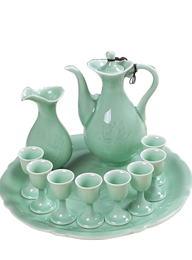 青瓷中式复古陶瓷酒具分酒器白酒