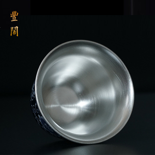 银杯子999足银纯银酒杯纯手工品茗杯主人杯单杯鎏银白酒杯小茶杯
