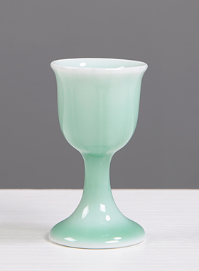 陶瓷仿古高脚杯白酒杯清酒杯黄酒杯烈酒杯青瓷小酒盅家用酒具套装