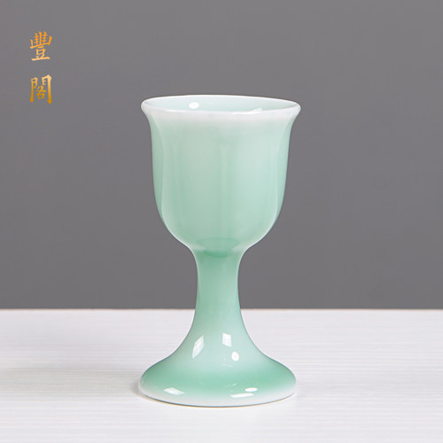 陶瓷高脚杯丰阁白酒杯烈酒杯陶瓷
