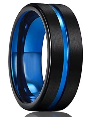 4-8宽现货直销双色钨钢戒指面拉砂高品质欧美时尚简约钨金婚戒