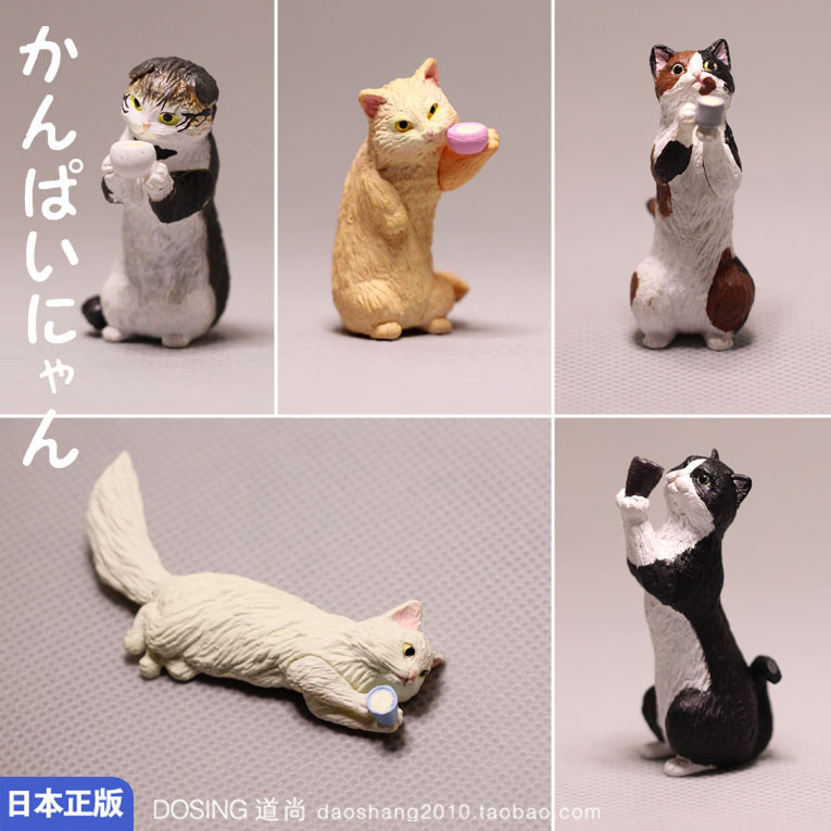 日本正版散货 正品 小猫咪 小花猫 仿真动物塑料模型摆件手办潮玩