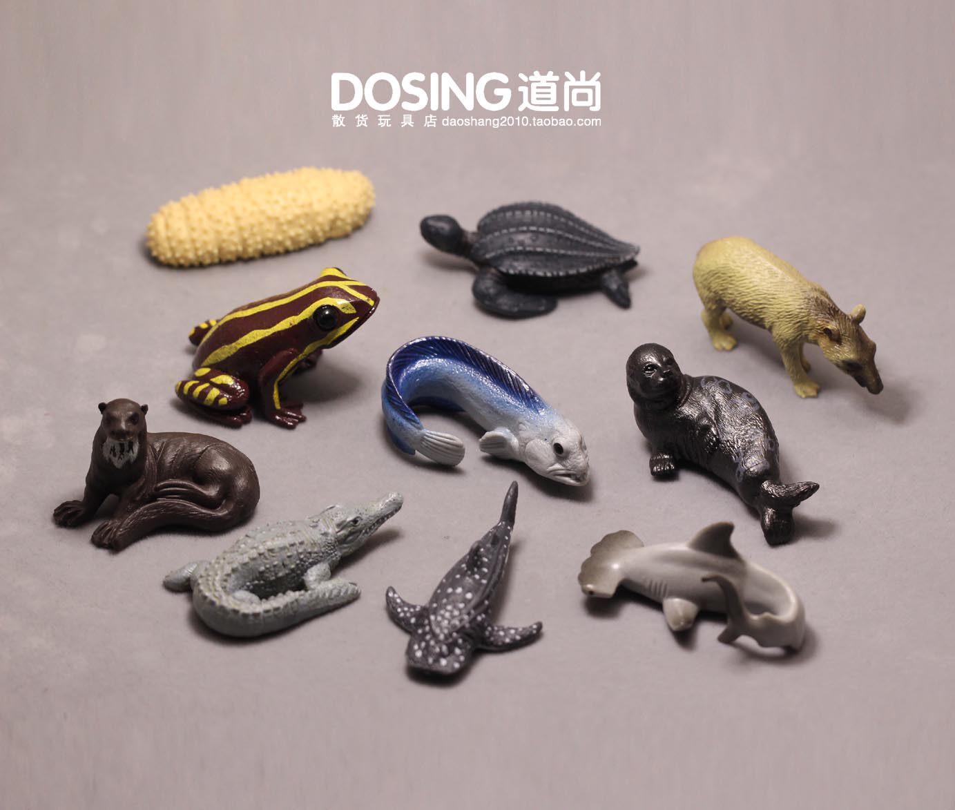 仿真海洋动物模型 小号 青蛙 海参 海豹 鳄鱼斑鲨鱼 海鱼 棱皮龟