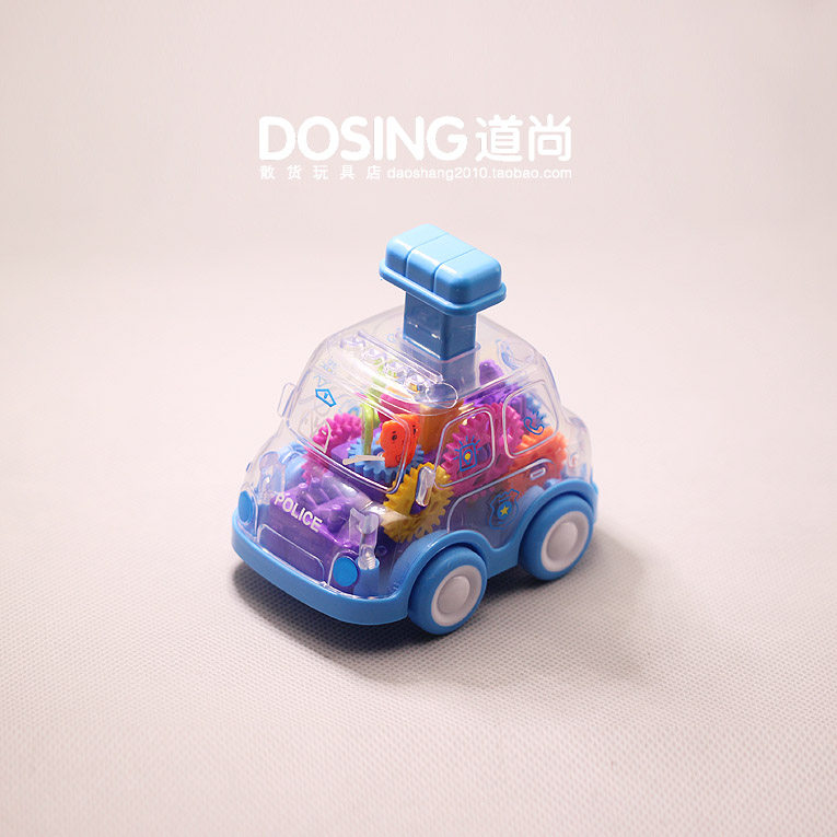 外贸正版 可动 透明齿轮回力小汽车 警车 车模型 创意益智玩具