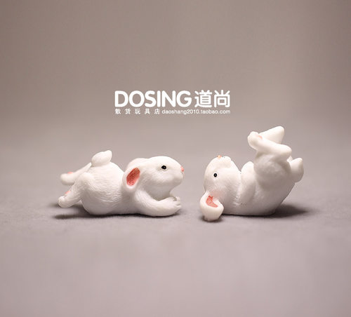 仿真动物小兔子树脂手办摆件