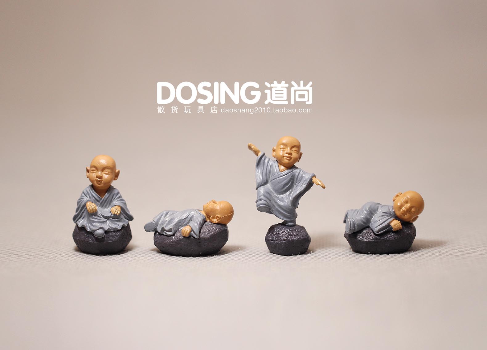 外贸正版散货 小号 可爱q版卡通 功夫 小和尚 玩偶公仔人偶摆件