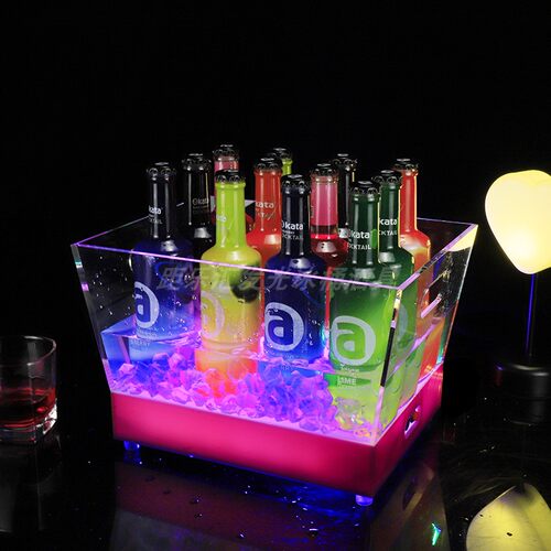 led发光冰桶 香槟酒吧KTV夜场冰粒桶创意两用手提 啤酒桶酒具冰槽