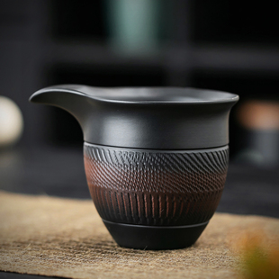 紫陶复古公道杯跳刀荷花功夫茶具茶海家用陶瓷分茶器公杯茶漏茶滤